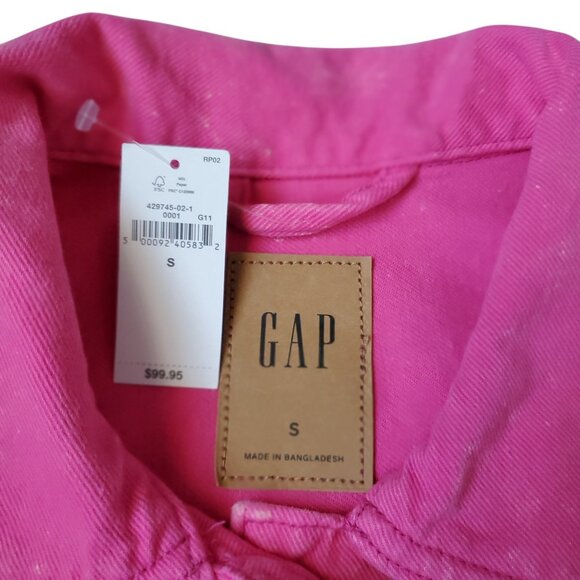Gap Denim Utility Shirt Jacket with Washwell Color Pink Size Small - Picture 4 of 8